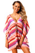 Sexy Rosy Multicolor Bohemian Print Caftan Cover-up